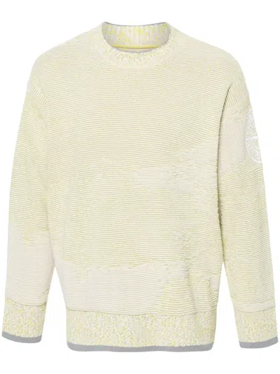 Stone Island Compass-logo Knitted Jumper In Yellow