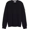 Stone Island Compass Logo Patch Cotton Blend Crewneck Sweater In Blue