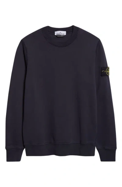 STONE ISLAND STONE ISLAND COMPASS LOGO PATCH COTTON CREWNECK SWEATSHIRT