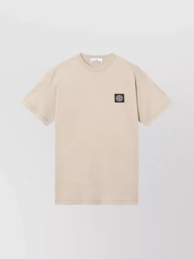 Stone Island Compass Logo Patch Crew Neck Slim Fit T-shirt In Neutral