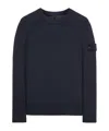 Stone Island Compass Logo Patch Crewneck Sweatshirt In Blue