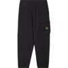 Stone Island Men Black Cotton Fleece Jogger Trousers In Black