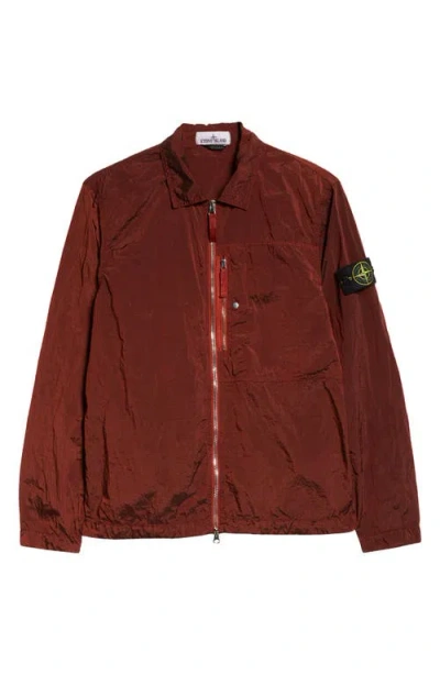 Stone Island Logo-appliquéd Garment-dyed Econyl® Overshirt In Burgundy