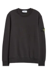 Stone Island Compass Logo Patch Fleece Sweatshirt In Black