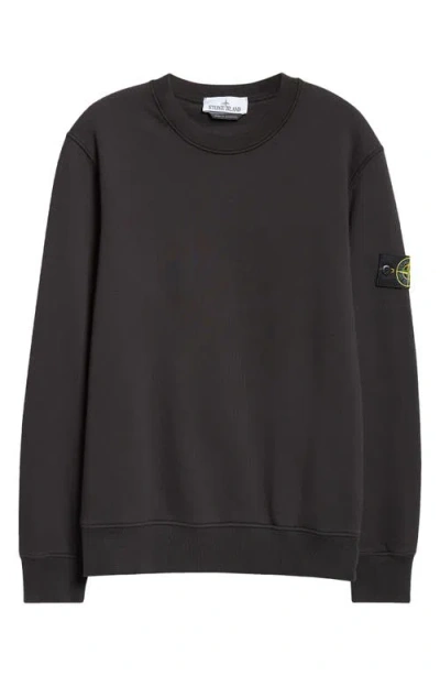 Stone Island Compass Logo Patch Fleece Sweatshirt In Black