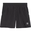 Stone Island Nylon Swim Shorts With Texture And Logo Patch In Black