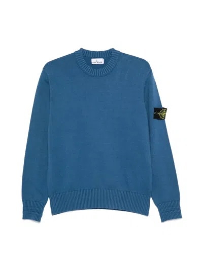 Stone Island Compass Logo Patch Sweater In Blue