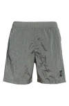 Stone Island Compass Logo Patch Swim Trunks In Sage