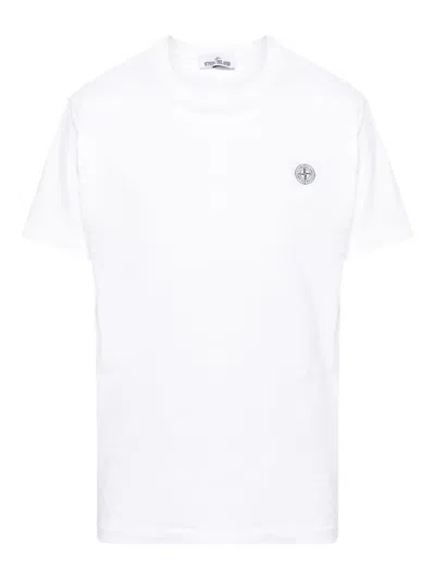 Stone Island Compass-logo Patch T-shirt In White