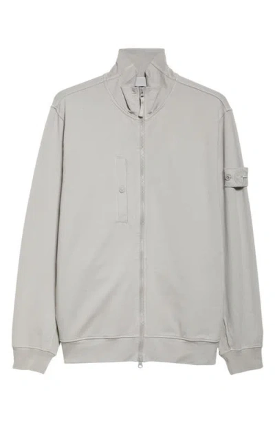 Stone Island Compass Logo Patch Zip-up Cardigan In Dust