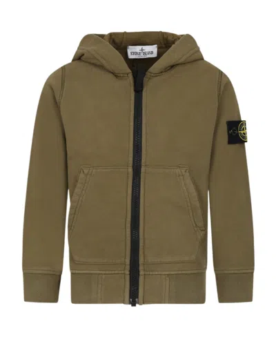 Stone Island Compass Logo-patch Zipped Cardigan In Green
