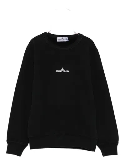 Stone Island Kids' Compass-logo Sweatshirt In Black