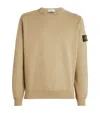 Stone Island Compass Patch Rib Virgin Wool Crewneck Sweater In Beige