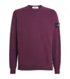 Stone Island Crewneck Jumper With Raised Stitch Details In Purple