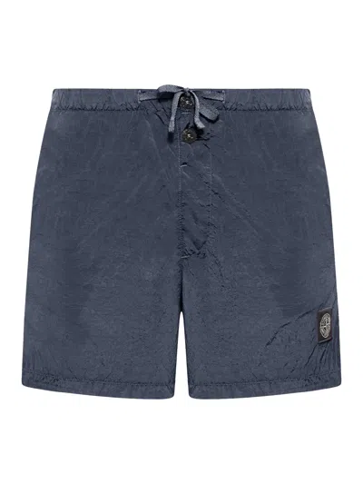 Stone Island Compass Logo Swimsuit In Blue