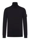 Stone Island Logo Roll-neck Jumper In Black