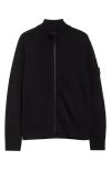 Stone Island High Collar Badge Cardigan In Black