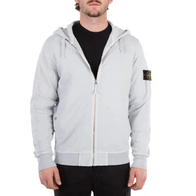 Stone Island Compass Logo Zip-up Hoodie In Gray