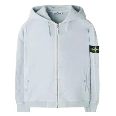Stone Island Compass Logo Zip-up Hoodie In Blue