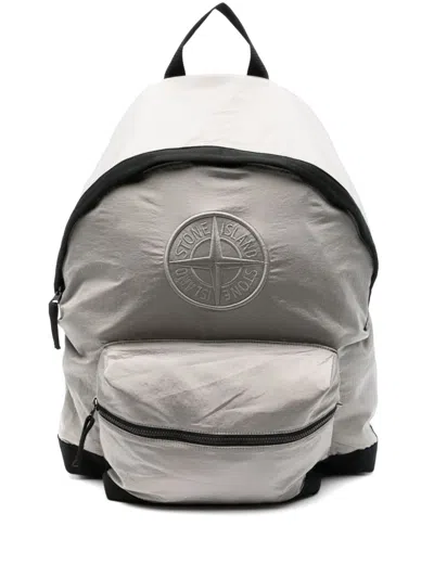 Stone Island Compass-motif Backpack In Grey