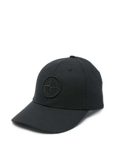 Stone Island Compass-motif Baseball Cap In Black