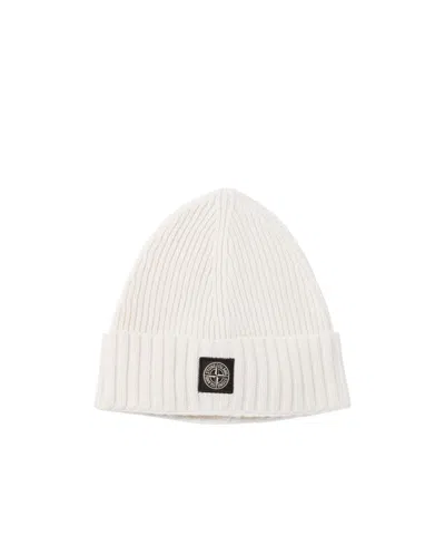 Stone Island Compass-motif Beanie Hat In White