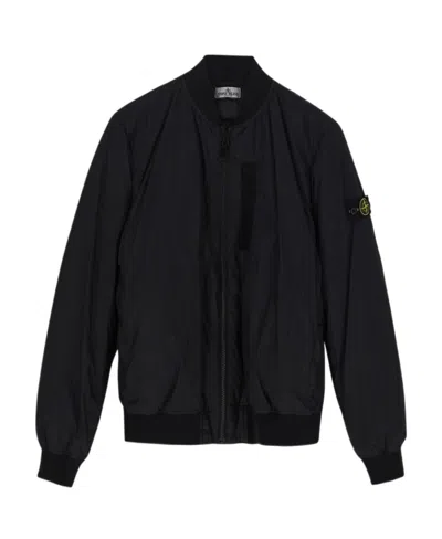 Stone Island Compass-motif Bomber Jacket In Black