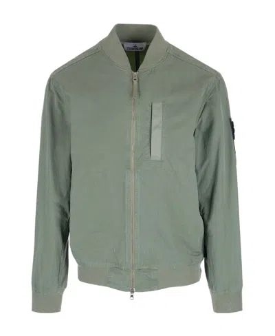 Stone Island Compass-motif Bomber Jacket In Green
