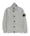 Stone Island Compass-motif Button-up Cardigan In Gray