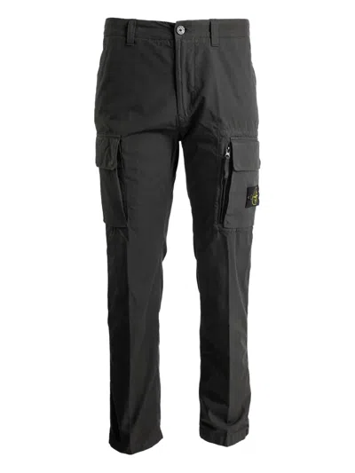 Stone Island Compass-motif Cargo Pants In Black