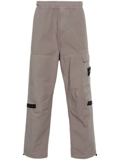Stone Island Compass-motif Cargo Pants In Grau