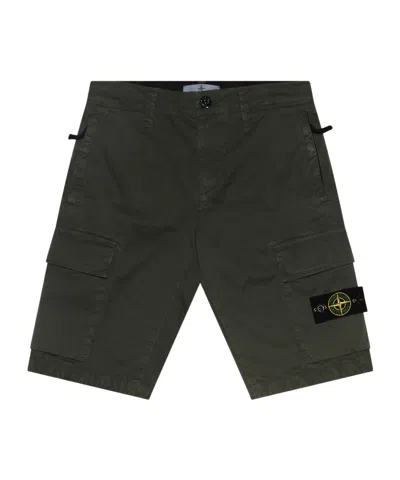 Stone Island Compass-motif Cargo Shorts In Black