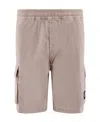 Stone Island Gray Diagonal Linen Cargo Shorts In Gray