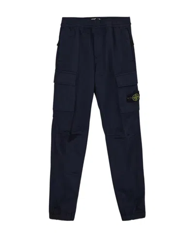 Stone Island Compass-motif Cargo Trousers In Blue
