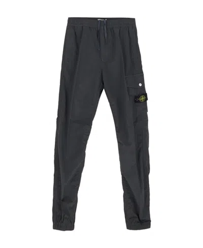 Stone Island Compass-motif Cargo Trousers In Gray