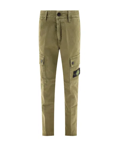 Stone Island Compass-motif Cargo Trousers In Green