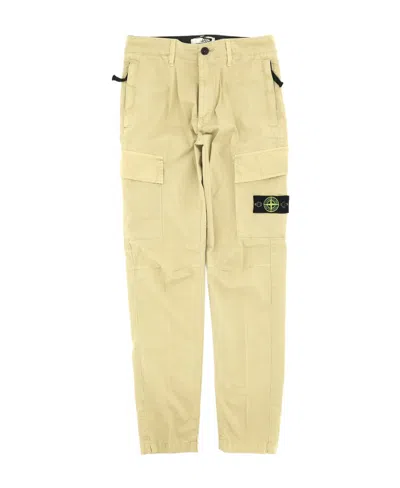 Stone Island Compass-motif Cargo Trousers In Nude