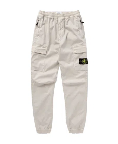 Stone Island Compass-motif Cargo Trousers In White