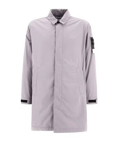 Stone Island Compass-motif Coat In Gray
