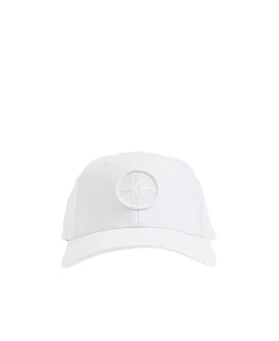 Stone Island Compass-motif Cotton Cap In White