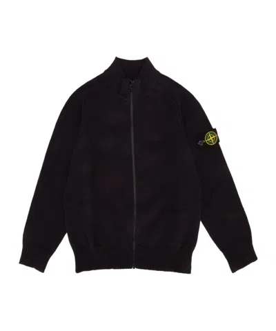 Stone Island Compass-motif Cotton Cardigan In Blue