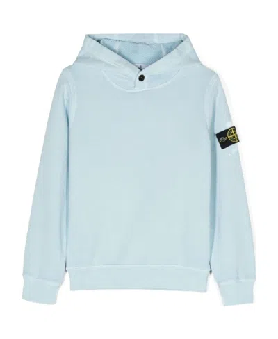 Stone Island Compass-motif Cotton Hoodie In Blue