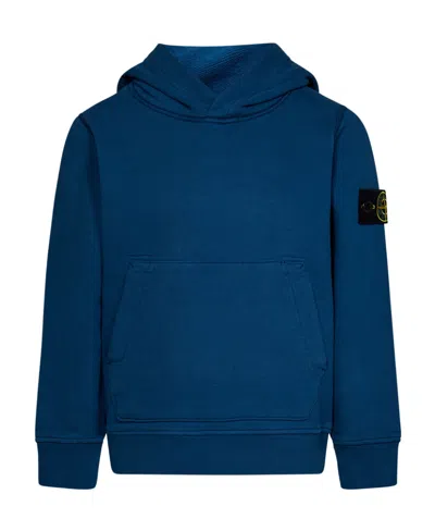 Stone Island Compass-motif Cotton Hoodie In Blue