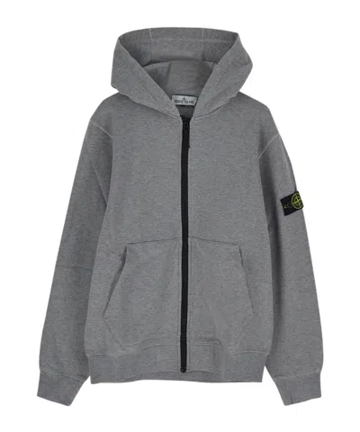 Stone Island Compass-motif Cotton Hoodie In Gray