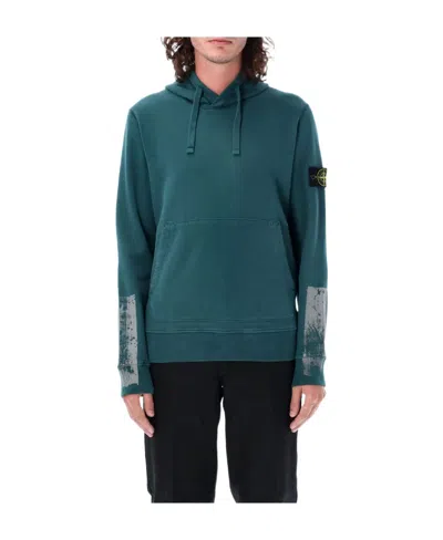 Stone Island Compass-motif Cotton Hoodie In Green