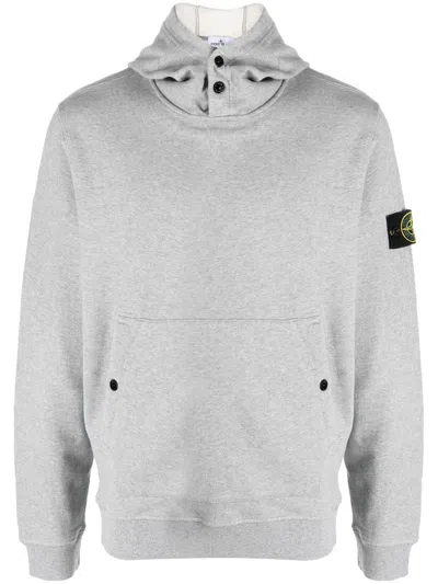Stone Island Compass-motif Cotton Hoodie In Grey