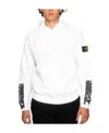 Stone Island Compass-motif Cotton Hoodie In White