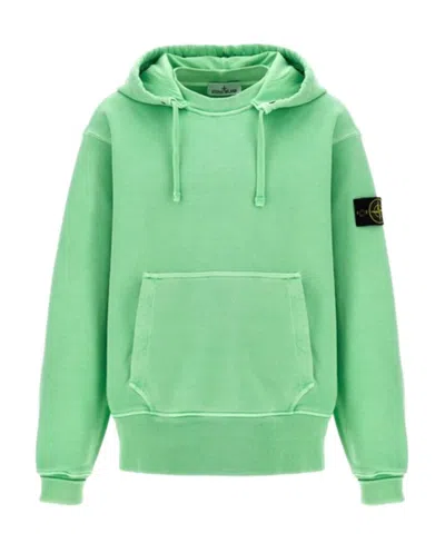 Stone Island Compass-motif Cotton Jersey Hoodie In Green