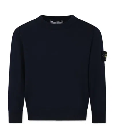 Stone Island Compass-motif Cotton Jumper In Blue