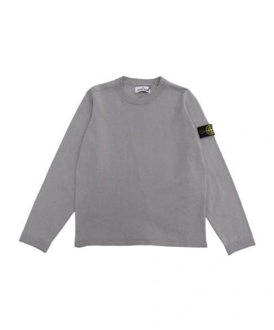 Stone Island Compass-motif Cotton Jumper In Gray